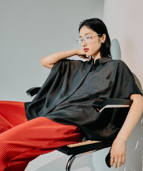 LEPSIM（レプシィム） ブラウス シャツ サラキレ5分袖ポンチョ 242899