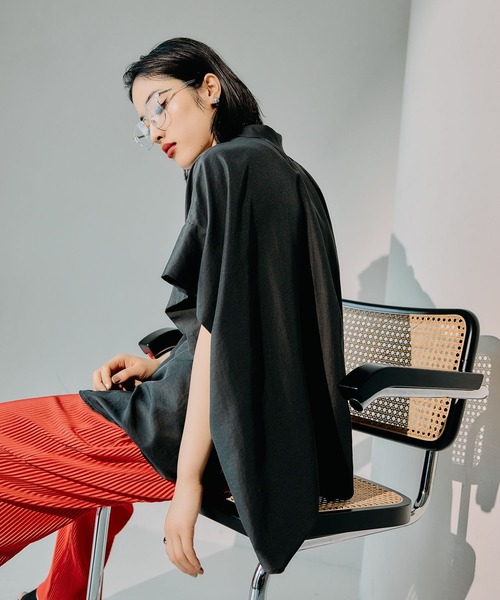 LEPSIM（レプシィム） ブラウス シャツ サラキレ5分袖ポンチョ 242899