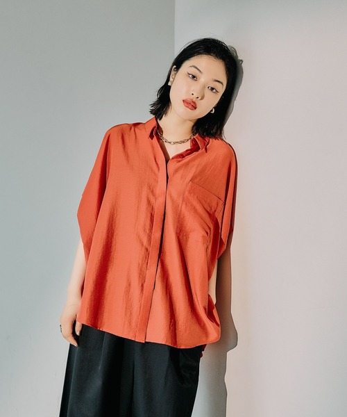 LEPSIM（レプシィム） ブラウス シャツ サラキレ5分袖ポンチョ 242899