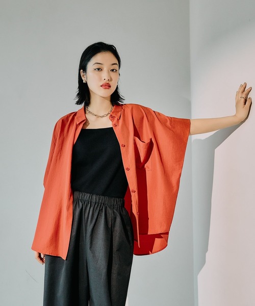 LEPSIM（レプシィム） ブラウス シャツ サラキレ5分袖ポンチョ 242899