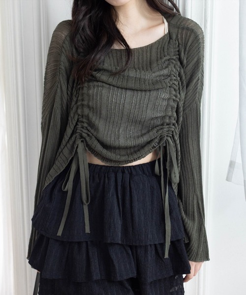 STYLEMIXER レイヤースリーブジップニットカーディガン STYLEMIXER カーディガン レイヤースリーブジップニットカーデ