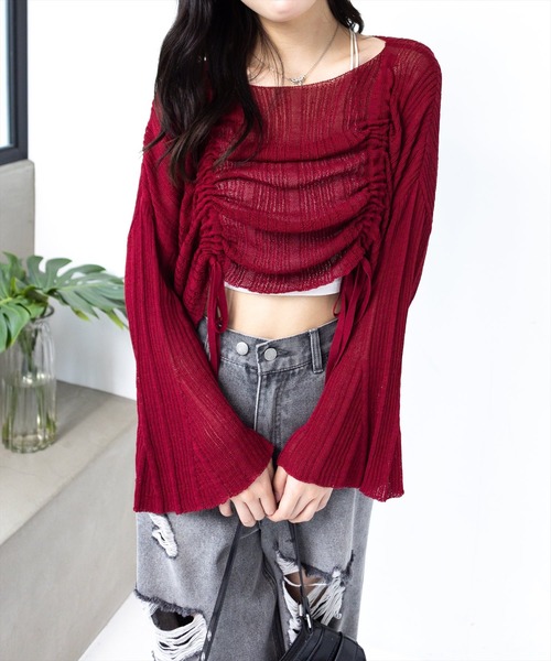 【早い者勝ち】編みニット レイヤード トップス tops1701-1.jpg