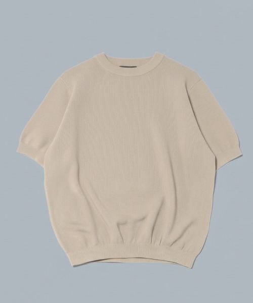 セーター ニット 「Rinascente/リナシェンテ」Cervo　半袖　クルー　ニット　ドライタッチ　洗濯可 メンズ レディースの画像
