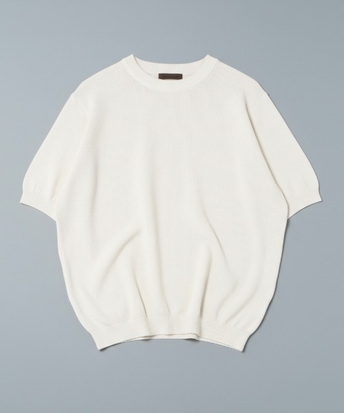 セーター ニット 「Rinascente/リナシェンテ」Cervo　半袖　クルー　ニット　ドライタッチ　洗濯可 メンズ レディースの画像