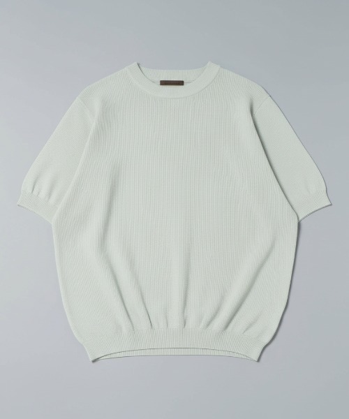 セーター ニット 「Rinascente/リナシェンテ」Cervo　半袖　クルー　ニット　ドライタッチ　洗濯可 メンズ レディースの画像