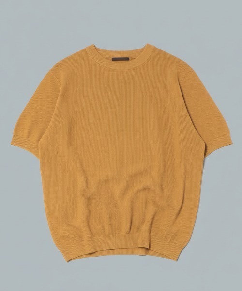 セーター ニット 「Rinascente/リナシェンテ」Cervo　半袖　クルー　ニット　ドライタッチ　洗濯可 メンズ レディースの画像
