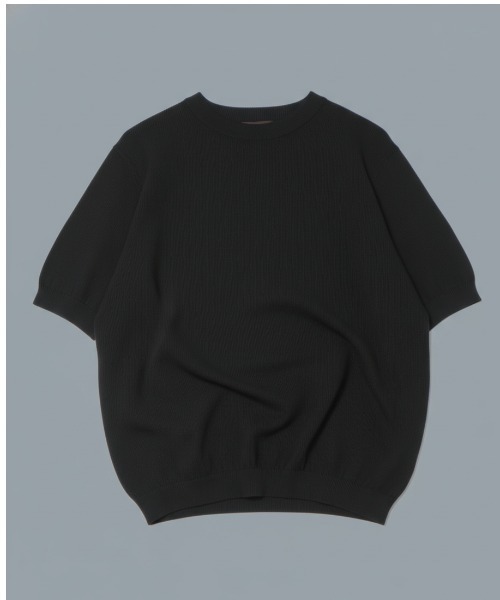 セーター ニット 「Rinascente/リナシェンテ」Cervo　半袖　クルー　ニット　ドライタッチ　洗濯可 メンズ レディースの画像
