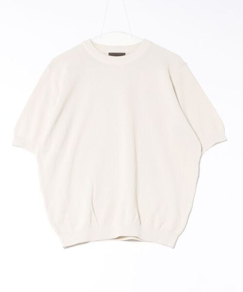 セーター ニット 「Rinascente/リナシェンテ」Cervo　半袖　クルー　ニット　ドライタッチ　洗濯可 メンズ レディースの画像
