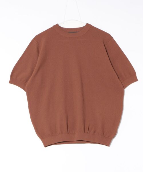 セーター ニット 「Rinascente/リナシェンテ」Cervo　半袖　クルー　ニット　ドライタッチ　洗濯可 メンズ レディースの画像