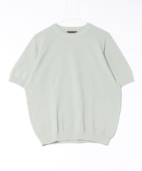 セーター ニット 「Rinascente/リナシェンテ」Cervo　半袖　クルー　ニット　ドライタッチ　洗濯可 メンズ レディースの画像