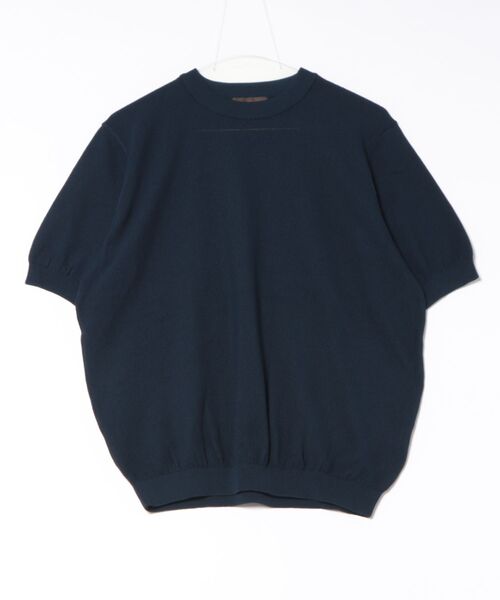 セーター ニット 「Rinascente/リナシェンテ」Cervo　半袖　クルー　ニット　ドライタッチ　洗濯可 メンズ レディースの画像