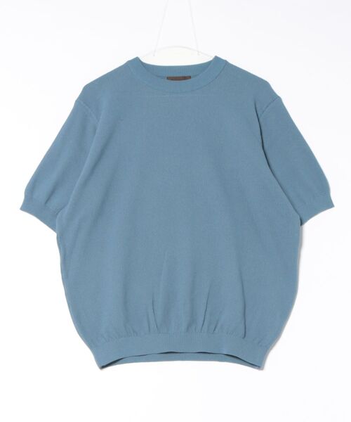 セーター ニット 「Rinascente/リナシェンテ」Cervo　半袖　クルー　ニット　ドライタッチ　洗濯可 メンズ レディースの画像