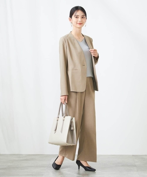 洗える！新品 イージーケア素材ノーカラーダブルジャケット＆パンツ