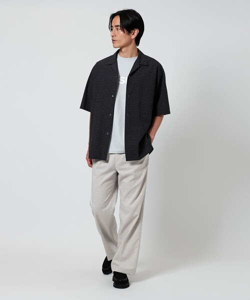 メンズ ワイド 1プリーツ トラウザー BEAUTY＆YOUTH UNITED ARROWS パンツ FLAX ライク 1プリーツ