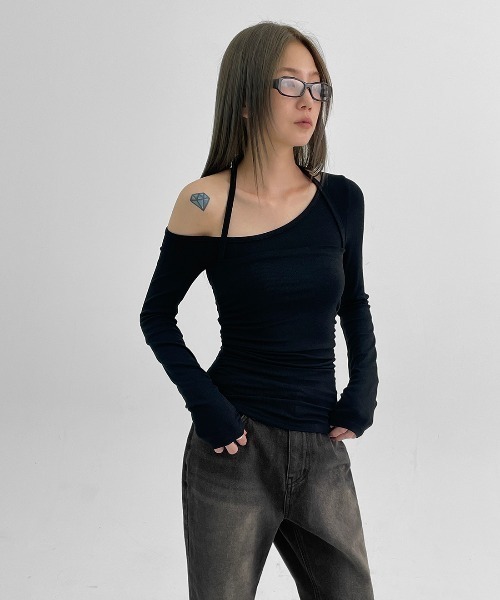 [BLACKUP] обработка Denim брюки MEDIUM черный женский 