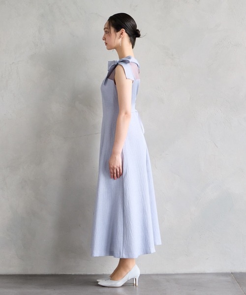 新品・未使用　AIMER　バックリボンドレス AIMER ドレス ストライプ刺繍バックリボンパーティードレス 結婚