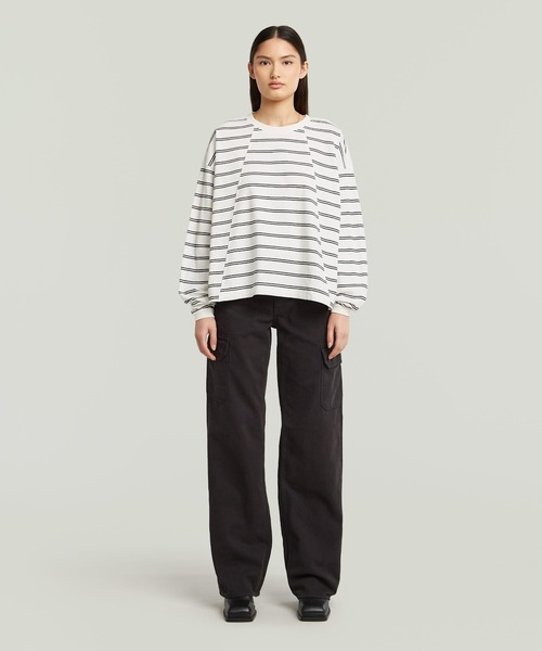 G-STAR RAW tシャツ A-Line Stripe Oversized T-Shirt/Aライン切り替え