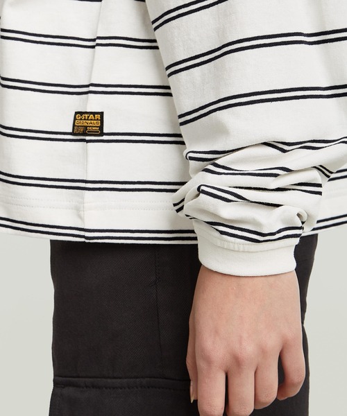 G-STAR RAW tシャツ A-Line Stripe Oversized T-Shirt/Aライン切り替え