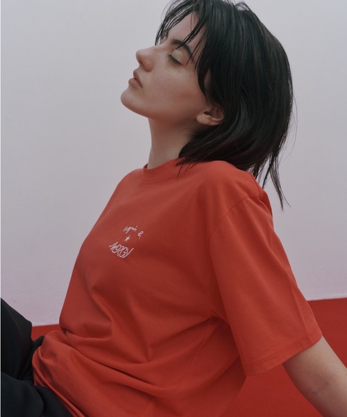 「agnes b.」 半袖Tシャツ「nergyコラボ」 M レッド レディース