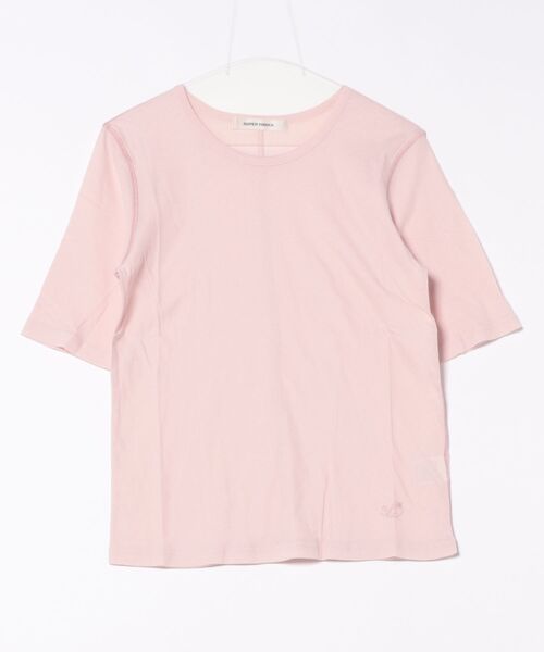 tシャツ ロゴワンポイント刺繍　強撚天竺カットソー レディース