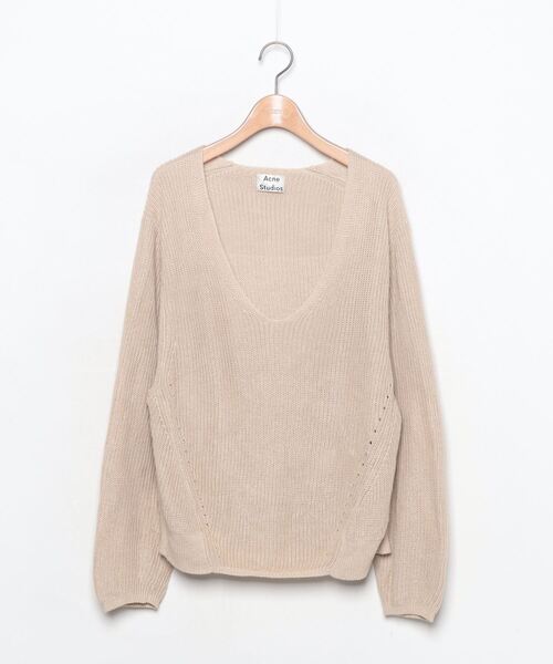 「Acne Studios」 Vネックニット X-SMALL ベージュ レディース