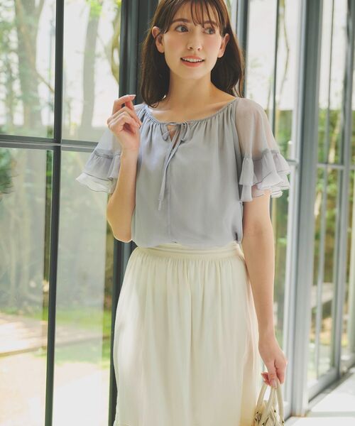 ブラウス シャツ 2wayラッフルスリーブブラウス 「低身長・小柄女性