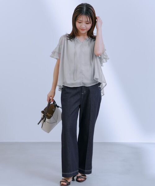 【新品、タグ付】COHINA 2wayラッフルスリーブブラウス COHINA（コヒナ） ブラウス シャツ 2wayラッフルスリーブブラウス 「低