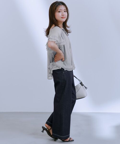 ブラウス シャツ 2wayラッフルスリーブブラウス 「低身長・小柄女性」 レディース ブラウス シャツ 2wayラッフルスリーブブラウス 「低身長・小柄
