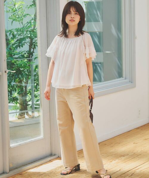 ブラウス シャツ 2wayラッフルスリーブブラウス 「低身長・小柄女性」 レディース ブラウス シャツ 2wayラッフルスリーブブラウス 「低身長・小柄