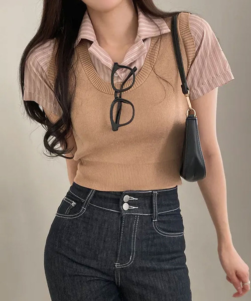 可愛いレディースベスト　Tシャツ Tシャツ付ベスト: トップス｜ハニーズ公式通販