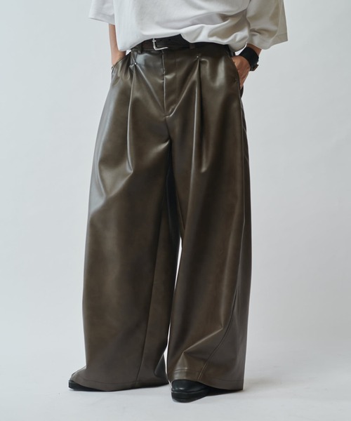 【完売品】【新品未使用】jentlouis レザーパンツ S Lui's（ルイス） パンツ 「SURJENT」 シンセティックレザーワイド