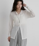 tシャツ ストレッチレースロングスリーブトップ...の詳細画像3