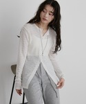 tシャツ ストレッチレースロングスリーブトップ...の詳細画像1