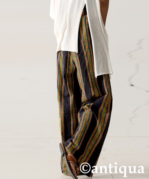 antiqua（アンティカ） パンツ ブロックプリント ワイドパンツ