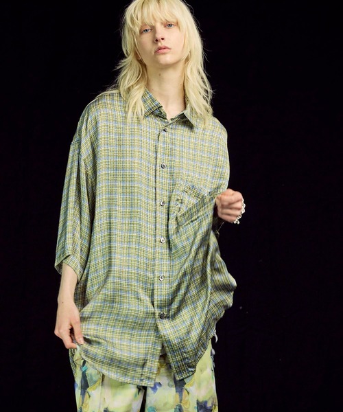 MAISON SPECIAL 柄シャツ サイズ2 UNISEX》【Italian Dead Stock Fabric】Dress-Over Square Cut