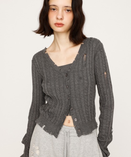 SLY（スライ） ニット セーター 「キャミセット」V/N CRASH 2P TOPS