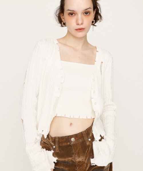 ニット セーター V/N CRASH 2P TOPS ブイネック クラッシュ ツーピー トップス 秋服 レディース