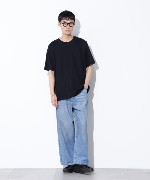AUTHEN リサイクルデニム ワイドレッグジーンズ NANO universe ジーンズ AUTHENコラボ SILKNIZED DENIM ワイド
