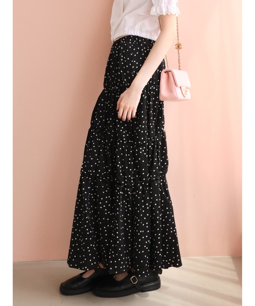 miies miim（ミーエスミーム） スカート dot washer shirring skirt 