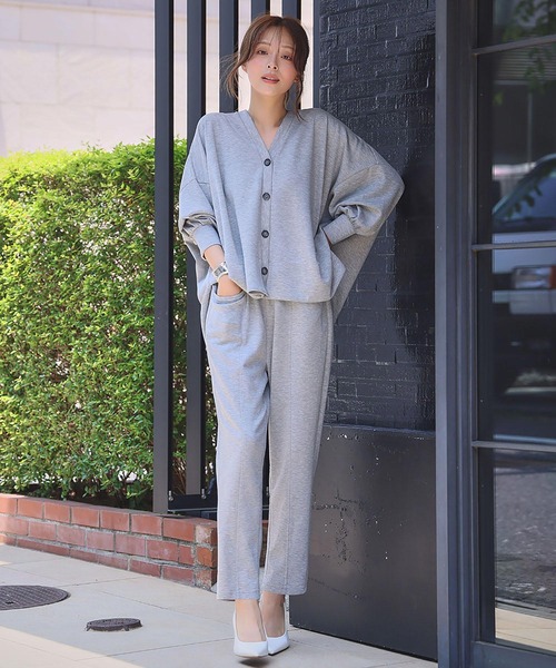 ELFRANK セットアップ ダンボール セットアップ Vネック カーディガン