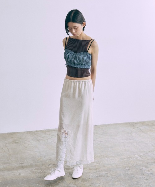 スカート Vintage Lace-trim Skirtの画像