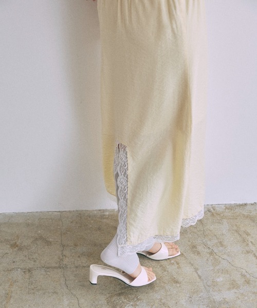 スカート Vintage Lace-trim Skirtの画像