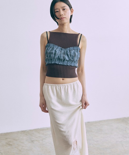 スカート Vintage Lace-trim Skirtの画像