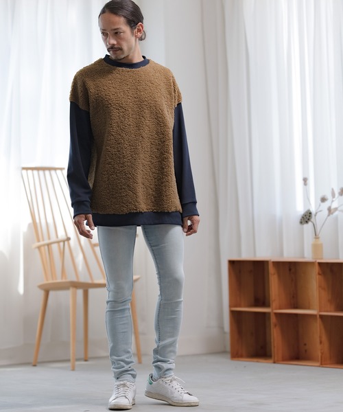 「CAMBIO」 加工スキニーデニムパンツ M ブルー メンズ