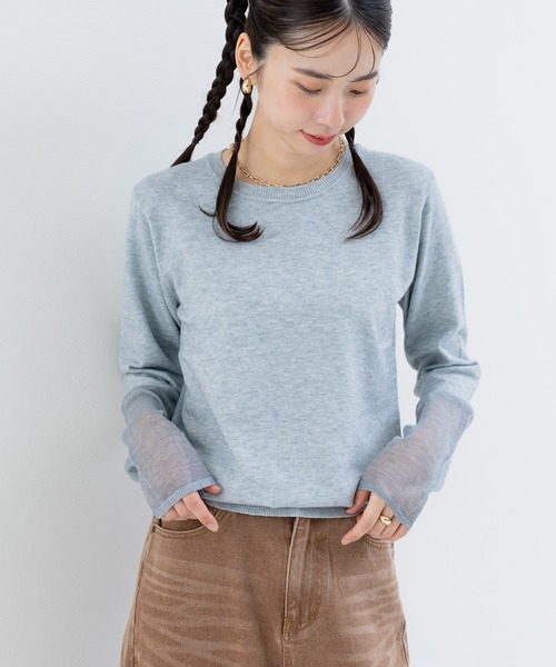 ANNA LUNA（アンナルナ） ニット セーター 袖シアー で 重ね着 も
