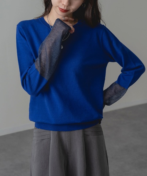Luna Blue ルナブルー　スニファニーセーター＆トップス　S ANNA LUNA（アンナルナ） ニット セーター 袖シアー で 重ね着 も