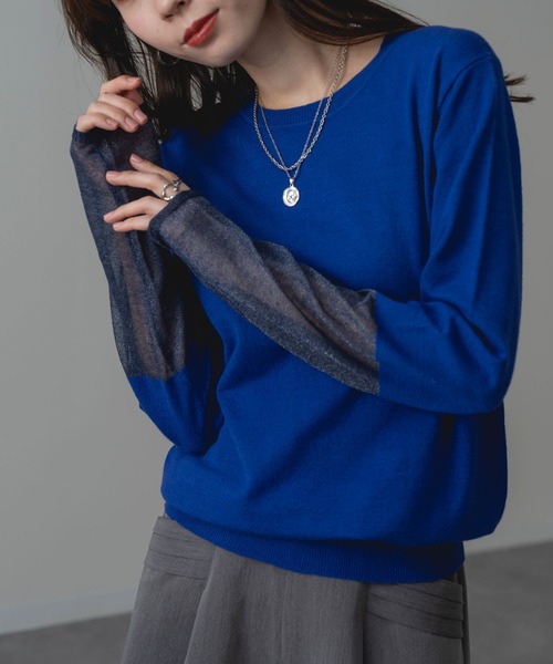 ANNA LUNA（アンナルナ） ニット セーター 袖シアー で 重ね着 も