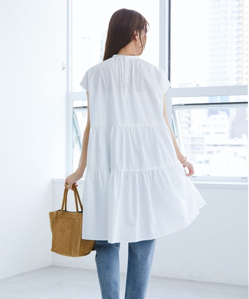 「ECRIRE」 ノースリーブワンピース M オフホワイト レディース_画像4