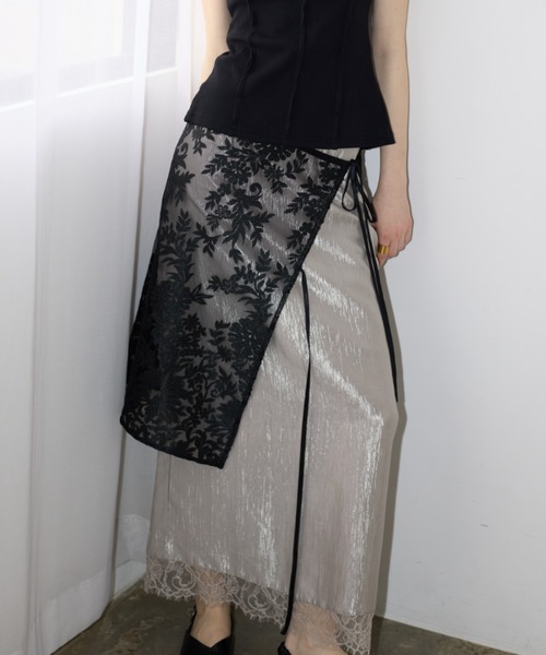 AIC. ストール マフラー 「再入荷」 ダブルリボンレースラップクロス