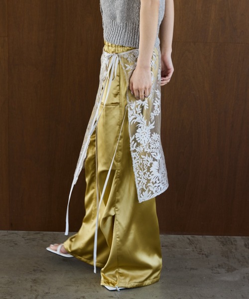 AIC. ストール マフラー 「再入荷」 ダブルリボンレースラップクロス